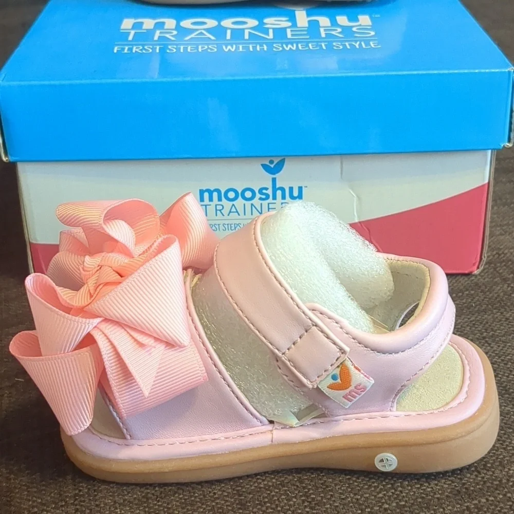 mooshu TRAINERS Essential Baby Girl Pink Bow Sandals